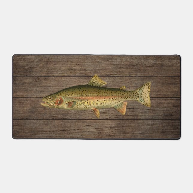 Vintage Rainbow Trout Desk Mat (Front)