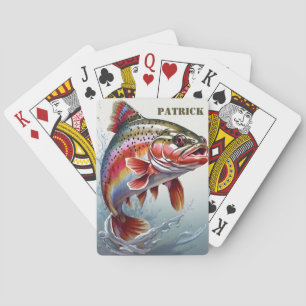 Vintage Rainbow Trout Fish - Fisherman Fishing Playing Cards