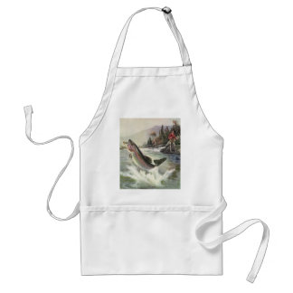 Vintage Rainbow Trout Fish, Fisherman Fishing Standard Apron