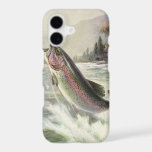 Vintage Rainbow Trout Fisherman Fishing for Fish<br><div class="desc">Vintage illustration sports design featuring a fisherman fishing in a river. A rainbow trout is splashing and jumping out of the water.</div>