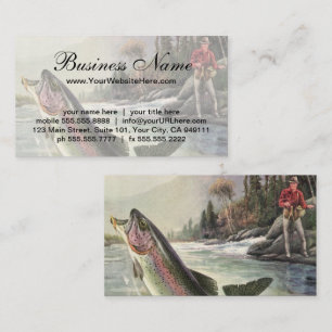 Vintage Rainbow Trout Fisherman Fishing for Fish Business Card