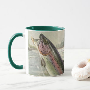 Vintage Rainbow Trout Fisherman Fishing for Fish Mug