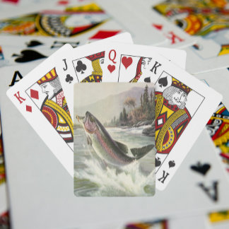 Vintage Rainbow Trout Fisherman Fishing for Fish Playing Cards