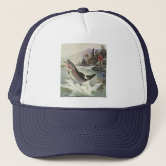 Vintage Rainbow Trout Fisherman Fishing for Fish Trucker Hat