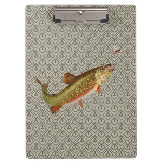 Vintage Rainbow Trout Fly Fishing Clipboard (Front)