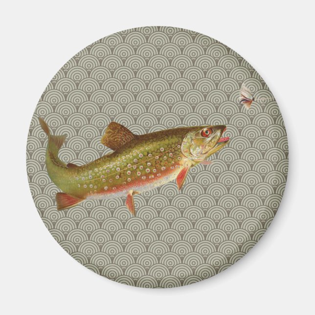 Vintage Rainbow Trout Fly Fishing Magnet (Front)