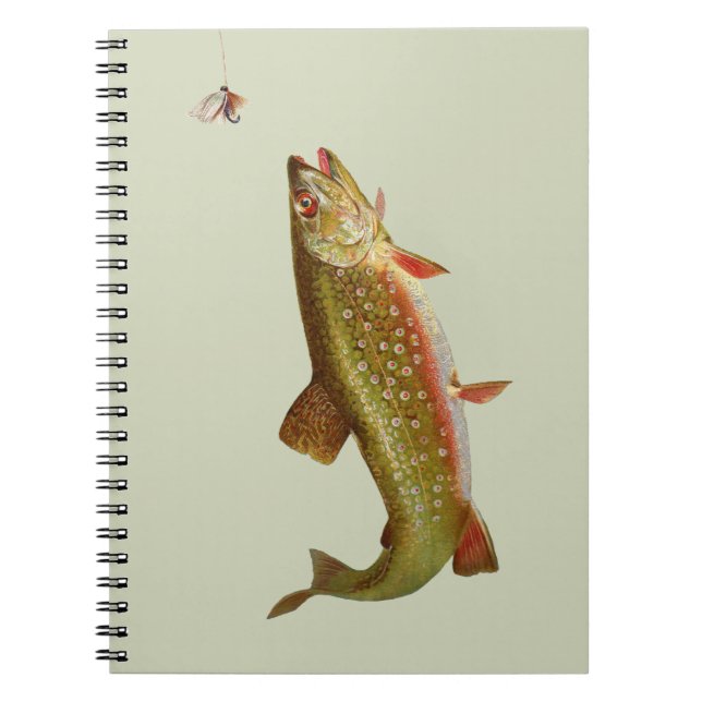Vintage Rainbow Trout Fly Fishing Spiral Notebook (Front)