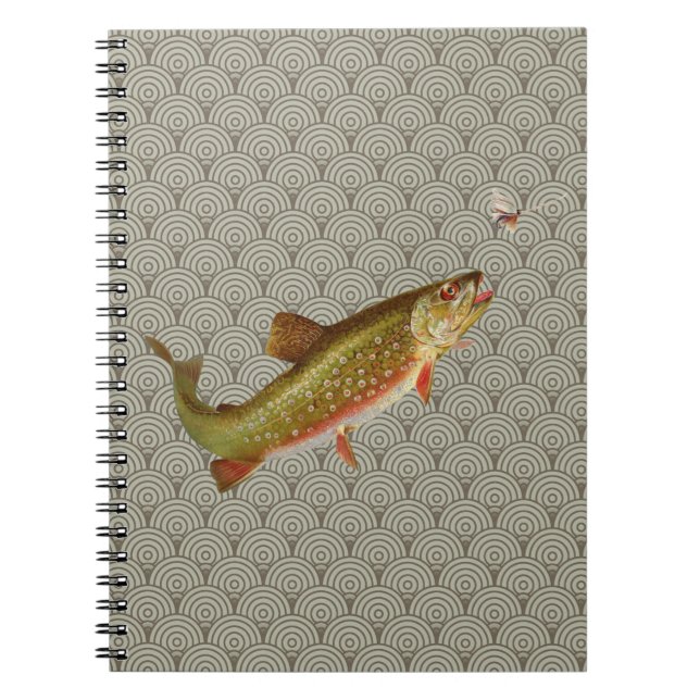 Vintage Rainbow Trout Fly Fishing Spiral Notebook (Front)