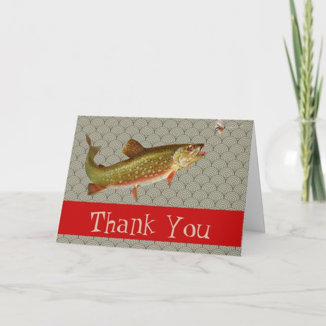 Vintage Rainbow Trout Fly Fishing Thank You Card (Front)