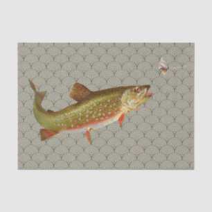 Vintage Rainbow Trout Fly Fishing Tissue Paper