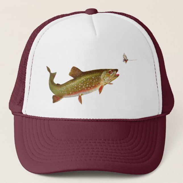 Vintage Rainbow Trout Fly Fishing Trucker Hat (Front)