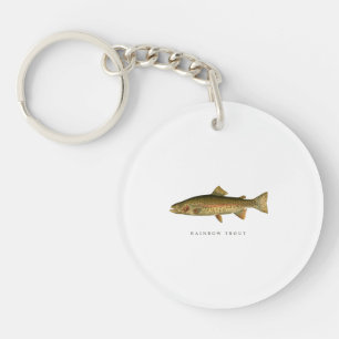 Vintage Rainbow Trout White Acrylic Keychain