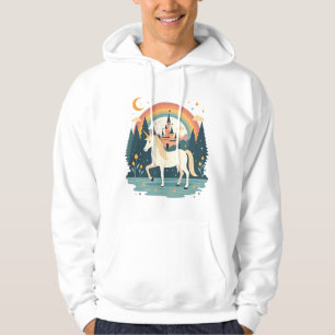 Vintage Rainbow Unicorn Fantasy Design with Castle Hoodie