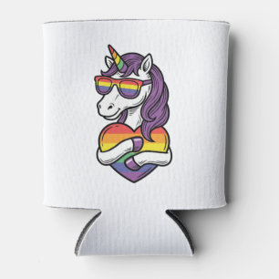 Vintage Rainbow Unicorn Heart Pride Shirt Design_1 Can Cooler