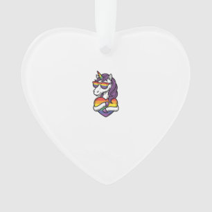 Vintage Rainbow Unicorn Heart Pride Shirt Design_1 Ornament