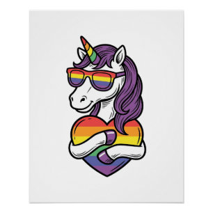 Vintage Rainbow Unicorn Heart Pride Shirt Design_1 Poster