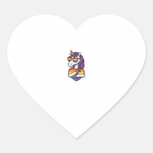 Vintage Rainbow Unicorn Heart Pride Shirt Design_1 Sticker