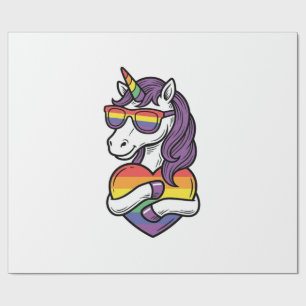 Vintage Rainbow Unicorn Heart Pride Shirt Design_1 Wrapping Paper