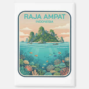Vintage Raja Ampat Indonesia Coral Reef Dive Art Magnet