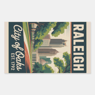 Vintage Raleigh North Carolina Retro Travel Poster Rectangular Sticker