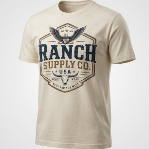Vintage Ranch Supply Co USA Longhorn Eagle T-Shirt