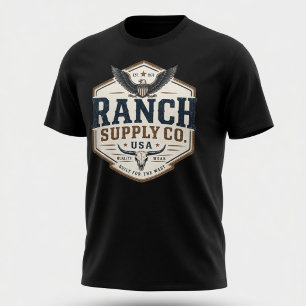 Vintage Ranch Supply Co USA Longhorn Eagle  T-Shirt