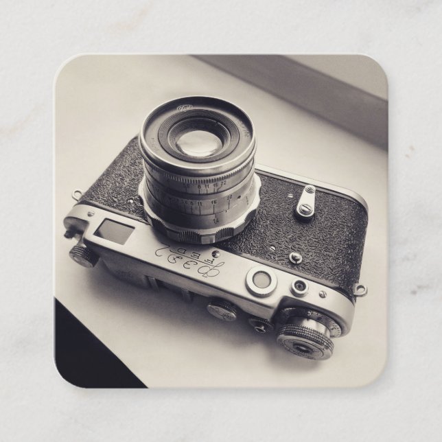 Vintage Rangefinder Camera Square Business Card (Front)