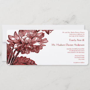 Vintage Ranunculus Rose Burgundy Wedding Invitation