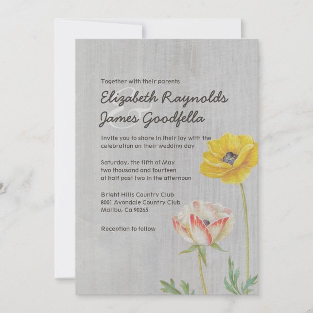 Vintage Ranunculus Wedding Invitations (Front)