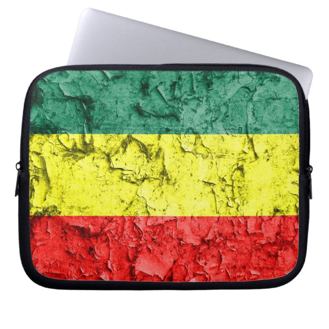 Vintage rasta flag laptop sleeve (Front)