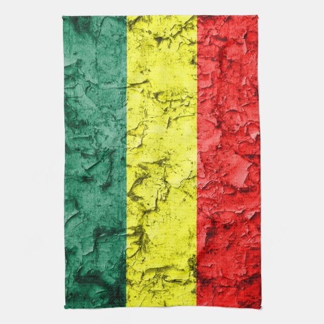 Vintage rasta flag tea towel (Vertical)