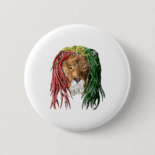 Vintage Rasta Reggae Lion 6 Cm Round Badge