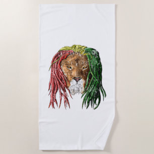 Vintage Rasta Reggae Lion Beach Towel