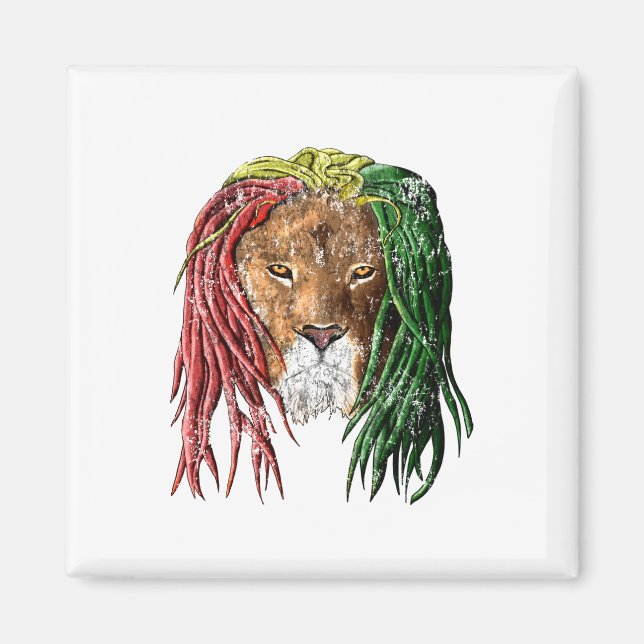 Vintage Rasta Reggae Lion Magnet (Front)