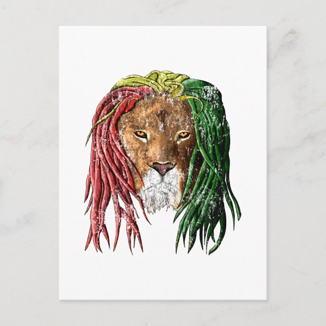 Vintage Rasta Reggae Lion Postcard (Front)