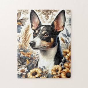Vintage Rat Terrier Illustration Jigsaw Puzzle