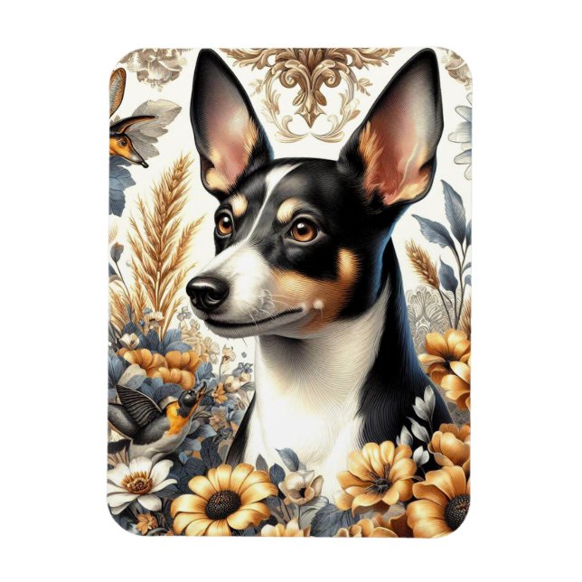 Vintage Rat Terrier Illustration Magnet (Vertical)