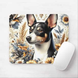 Vintage Rat Terrier Illustration Mouse Pad