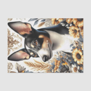 Vintage Rat Terrier Illustration Tissue Paper