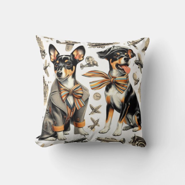 Vintage Rat Terrier Seamless Cushion (Front)