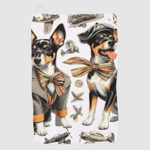 Vintage Rat Terrier Seamless Golf Towel