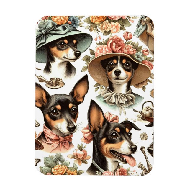 Vintage Rat Terrier Seamless Magnet (Vertical)