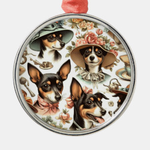 Vintage Rat Terrier Seamless Metal Tree Decoration