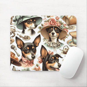 Vintage Rat Terrier Seamless Mouse Pad