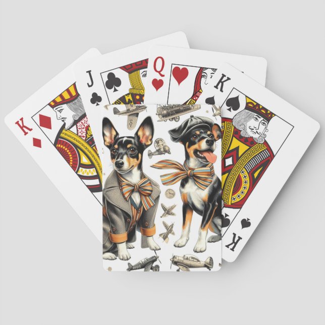 Vintage Rat Terrier Seamless Playing Cards (Back)