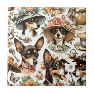 Vintage Rat Terrier Seamless Tile