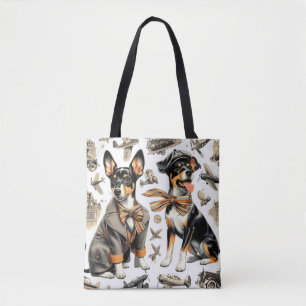 Vintage Rat Terrier Seamless Tote Bag