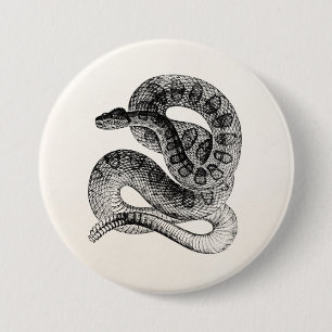 Vintage Rattlesnake Reptile Snake Template 7.5 Cm Round Badge