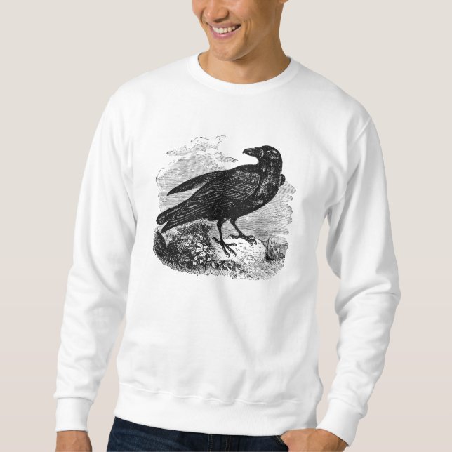 Vintage Raven Black Bird Crow Personalised Birds Sweatshirt (Front)
