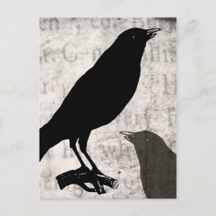 Vintage Raven Goth Collage Customised Birds Crow Postcard